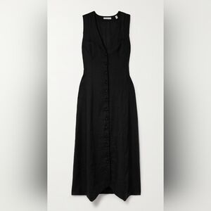 NWT Doen Allene Black Linen Midi Dress, S
